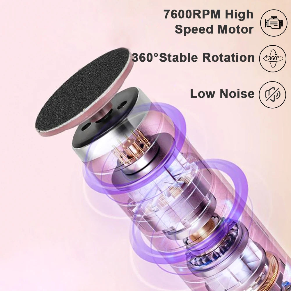 Electric Foot Callus Remover Foot Care File Tool Leg Heels Remove Dead Skin Pedicure Tool Set and Replacement Sandpaper